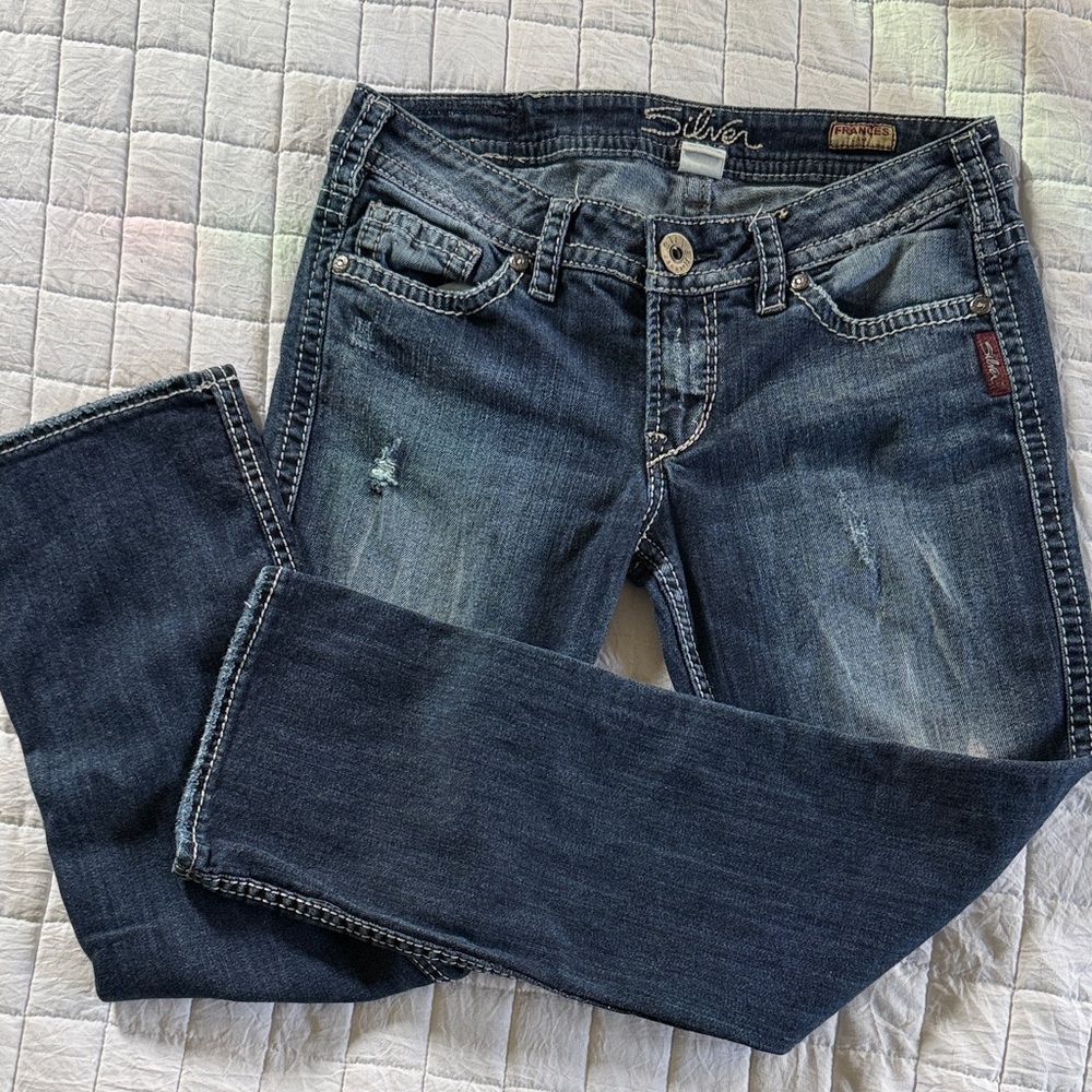 Silver Jeans Dark Blue Denim Frances Capri